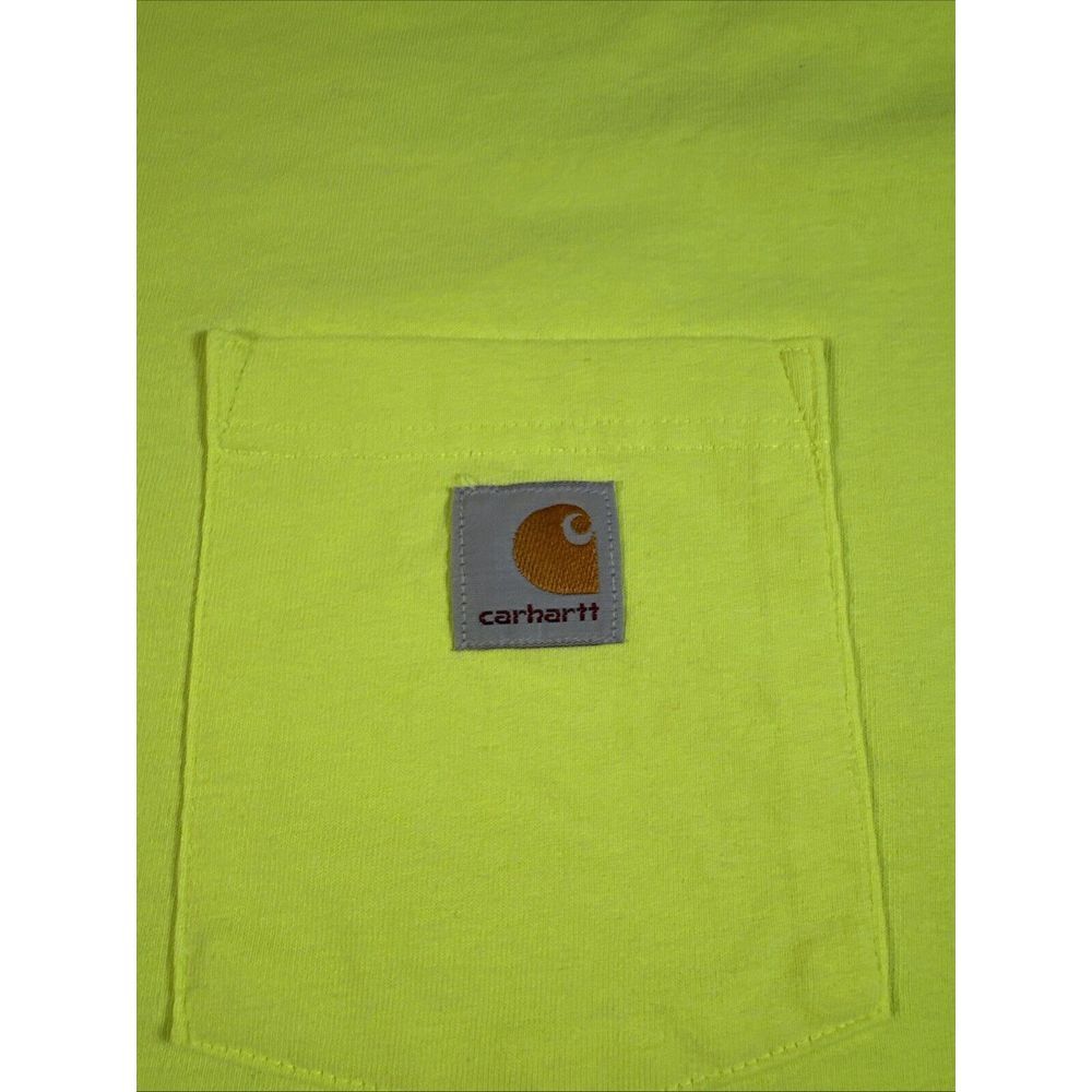 Carhartt T Shirt‎ Men Extra Large Loose Fit Pocket Neon Yellow Work Wear Durable - Picture 3 of 12